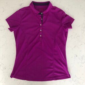 Sunice Athletic SS 5 Button Fitted Polyester Polo Golf Shirt Purple Sz S